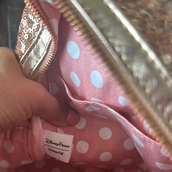 Loungefly Rose Gold Disney Backpack with Bow - Picture 7 of 8